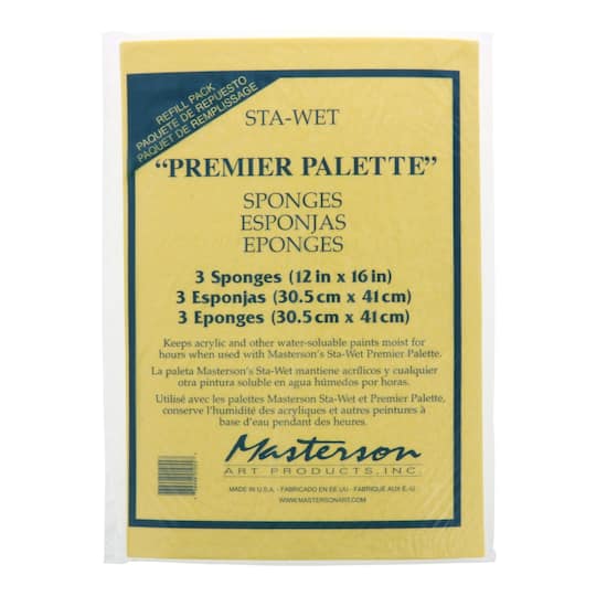 Masterson Sta-Wet® Premier Palette Sponge Refills, 3ct. Paint in Yellow | 12" x 16" | Michaels®